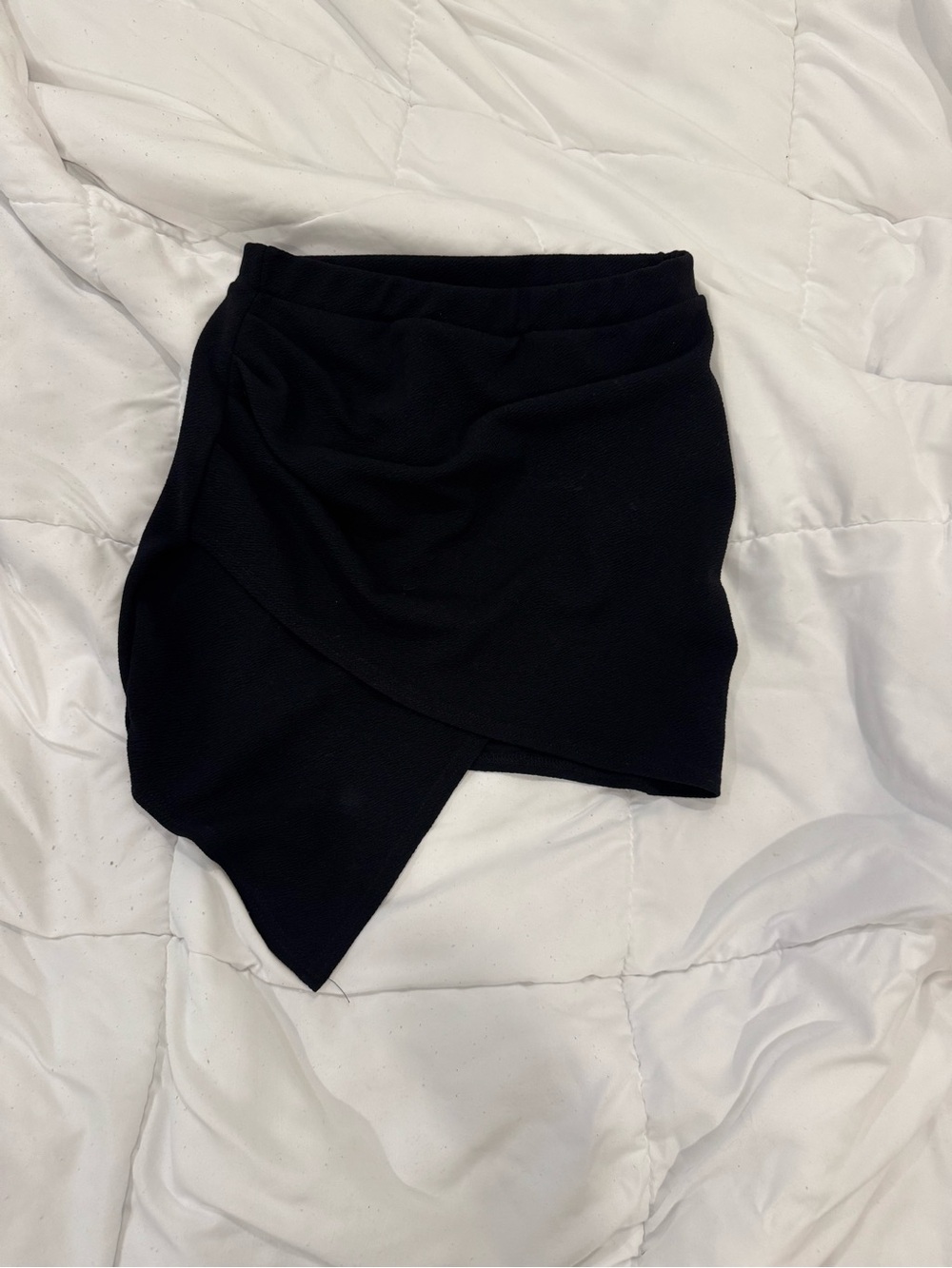 Boohoo Black Asymmetric Wrap Mini Skirt